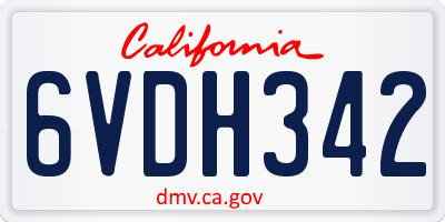 CA license plate 6VDH342
