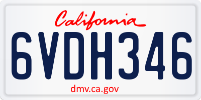 CA license plate 6VDH346
