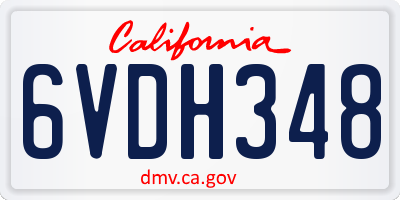 CA license plate 6VDH348