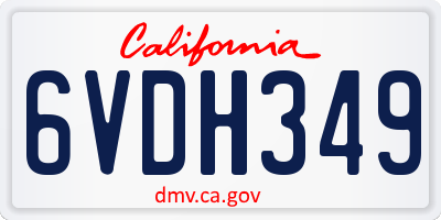 CA license plate 6VDH349