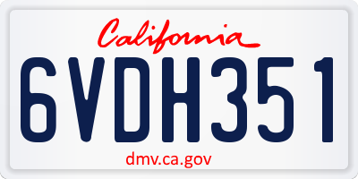 CA license plate 6VDH351