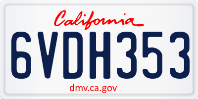 CA license plate 6VDH353
