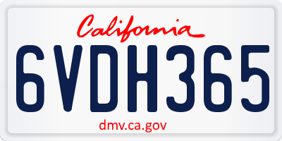 CA license plate 6VDH365