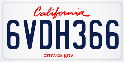 CA license plate 6VDH366