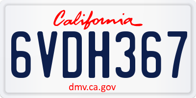 CA license plate 6VDH367
