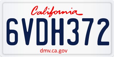CA license plate 6VDH372