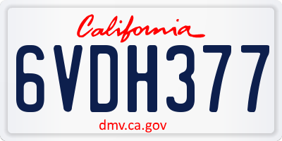 CA license plate 6VDH377