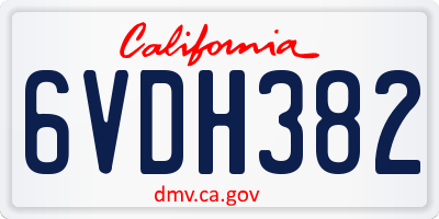 CA license plate 6VDH382