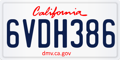 CA license plate 6VDH386