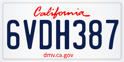 CA license plate 6VDH387