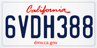 CA license plate 6VDH388