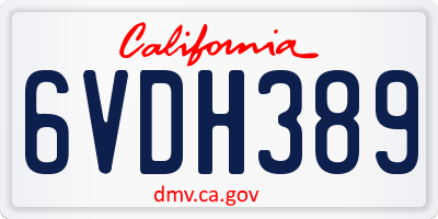 CA license plate 6VDH389