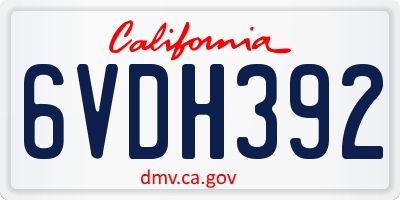 CA license plate 6VDH392