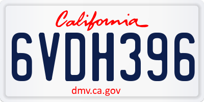 CA license plate 6VDH396