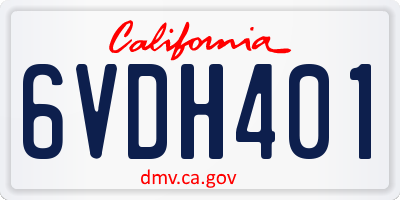 CA license plate 6VDH401