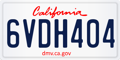 CA license plate 6VDH404