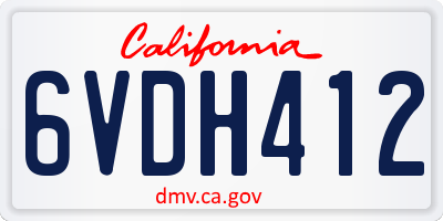 CA license plate 6VDH412
