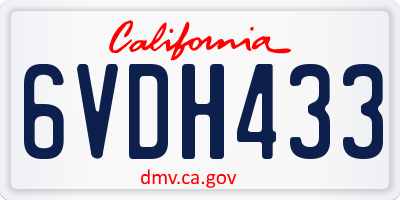 CA license plate 6VDH433