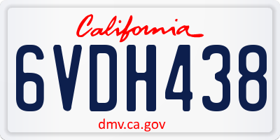 CA license plate 6VDH438
