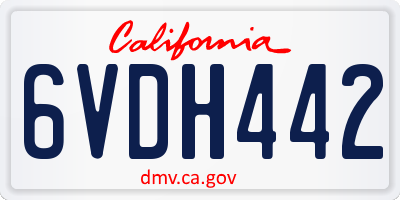 CA license plate 6VDH442