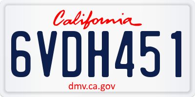CA license plate 6VDH451