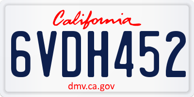 CA license plate 6VDH452