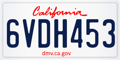 CA license plate 6VDH453