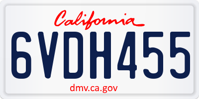 CA license plate 6VDH455