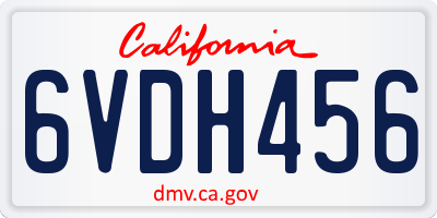 CA license plate 6VDH456