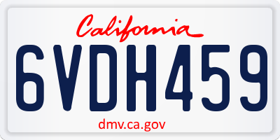 CA license plate 6VDH459