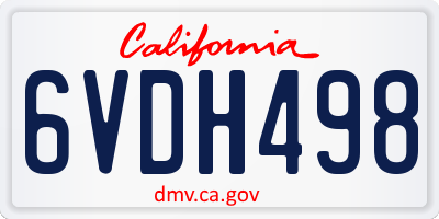 CA license plate 6VDH498