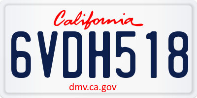 CA license plate 6VDH518