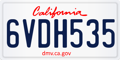 CA license plate 6VDH535