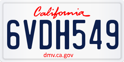 CA license plate 6VDH549