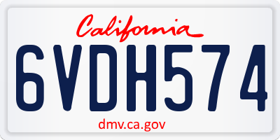 CA license plate 6VDH574