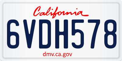 CA license plate 6VDH578