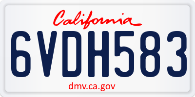 CA license plate 6VDH583