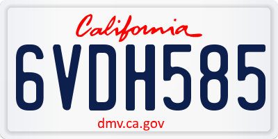 CA license plate 6VDH585