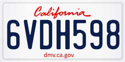 CA license plate 6VDH598