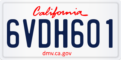 CA license plate 6VDH601