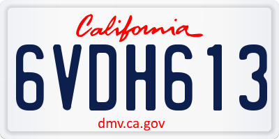 CA license plate 6VDH613
