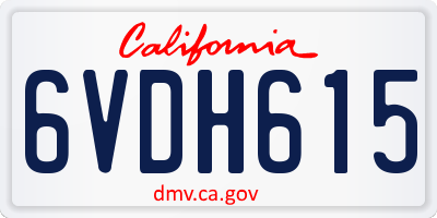 CA license plate 6VDH615