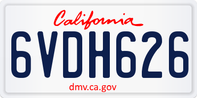 CA license plate 6VDH626