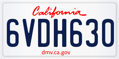 CA license plate 6VDH630
