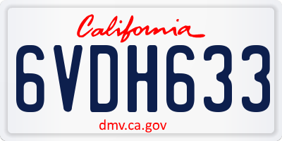 CA license plate 6VDH633