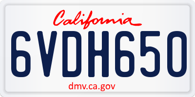CA license plate 6VDH650