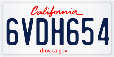 CA license plate 6VDH654
