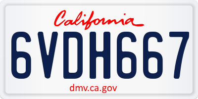 CA license plate 6VDH667