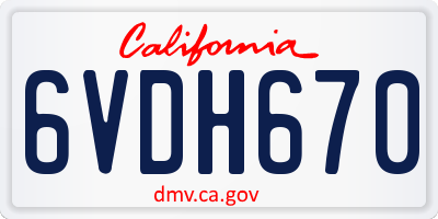 CA license plate 6VDH670