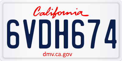 CA license plate 6VDH674